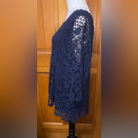 CJ Banks Crochet Navy Top - Picture 4 of 6